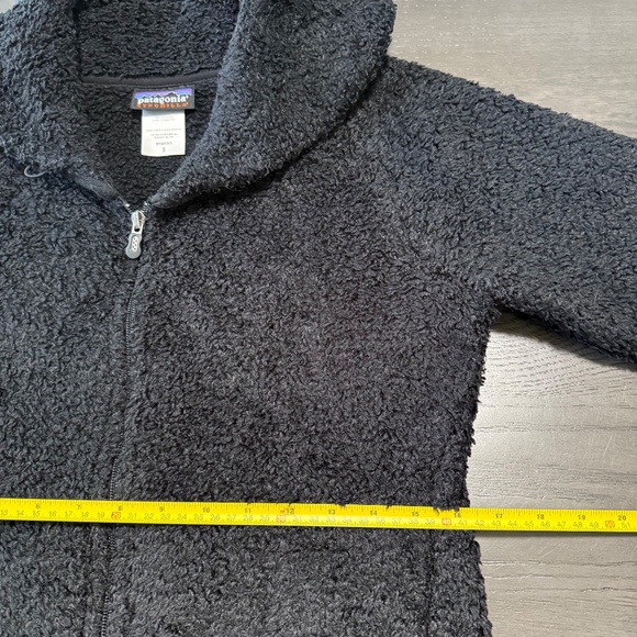 Patagonia Jacket Women’s Small Black Synchilla Fleece Curly Q‎ Shawl Collar - Picture 7 of 9